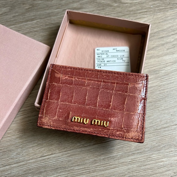 Miu Miu Handbags - Miu Miu Leather Croc Cardholder